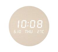 Lecreatekit Digital Wall Clock with Date and Temperature, Silent Large Screen LED Display for Living Room Bedroom, Wooden Frame, 12/24H Format