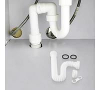 Lecreatekit Flexible Sink Drain Pipe 1-1/2" & 1-1/4" P-Trap with Adapter, Extendable 20-80cm Corrugated Hose for Kitchen Bathroom RV
