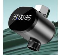 Lecreatekit LED Digital Shower Thermometer with Water Flow Power, Real-Time Temperature Display, Color Changing Indicator for Hot Cold Warm, Easy Install 4-Inch Fitting for Bathtub Faucet, Black