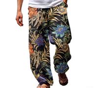 Lecreatekit Men's Loose Fit Beach Trousers Comfortable Design for Active Lifestyles (L Black)