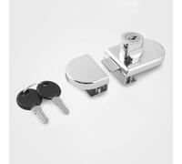 Lecreatekit No Drill Glass Door Lock for Display Cabinet, Zinc Alloy Single Door Lock with 2 Keys, Suitable for 5-8mm Thick Glass, Silver Finish