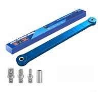 Lecreatekit Offset Extension Wrench Set 3/8 Drive Angled Screwdriver Alternative - Carbon Steel Tool for Car Repair Narrow Gaps with Socket Adapters 43cm(Blue)