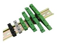 Lecreatekit Pair PCB DIN Rail Mount Adapter for C45 35mm, Green Plastic Bracket Clips with Screws, Hole Pitch 47mm for Industrial Electronic Circuit Board DIY Projects