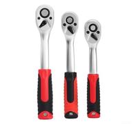Lecreatekit Ratchet Wrench 72 Tooth Low Swing Reversible Socket Driver for Appliance Repair Mechanic Kit - 1/2 Inch Red Hand Tool(3pcs)