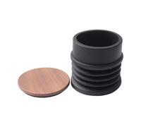 Lecreatekit Silicone Coffee Grinder Single Dose for hopper with Wooden Lid, Blowing Bin for Espresso Grounds Dispensing and Cleaning, Black 7.6cm