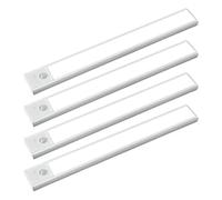 Lecreatekit Ultra-Slim LED Motion Sensor Light 4-Pack, Magnetic Wireless Battery Powered Closet Lights, Auto On/Off Night for lighting for Hallway Kitchen Bedroom Stairs, White, 20cm