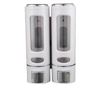 Lecreatekit Wall Mounted Soap Dispenser Single Head Press Type for Shampoo Conditioner Body Wash Hotel Bathroom Kitchen White ABS Plastic 8.6x8.6x3 Inch