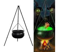 Lecreatekit Witch Pot Halloween Decoration, Witches Cauldron, Halloween Outdoor Decoration Large Witch Cauldron With Light Tripod For Home, Garden, Porch, Outside