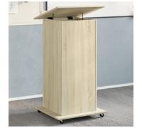 Lectern Podium Sonoma Oak Engineered Wood 55x55x107 cm Mobile Drawer with Wheels