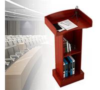 Lectern Podium Stand, Curved Metal Podium Floor Standing Lecture Podium Standing,Floor Podium Stand with Storage for Classroom and Churches Black Welcome Speaking Desk for Presentations (Red)