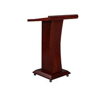 Lectern Podium, Tilting Worktable Floor-Mounted Solid Wood Church Podium with Wheels, Suitable for Wedding Guests in Offices Hotels Schools/Red Walnut / 75x60x116cm