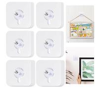 LECTNORE 20Pcs Picture Hooks, Self-Adhesive Picture Hangers No Drilling Adhesive Hooks for Hanging Pictures Transparent Picture Hooks No Nails for Pictures, Posters, Photo(Style 1)