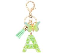 LECTNORE Personalised Key Ring, Keychain With Butterfly(Green-A)