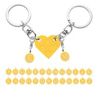 LECTNORE Personalised Matching Heart Keyring for Couple, Brick Cute Keychain, Anniversary Birthday Valentines Gift(Yellow)