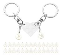 LECTNORE Personalised Matching Heart Keyring for Couple, Brick Cute Keychain, Anniversary Birthday Valentines Gift(White)