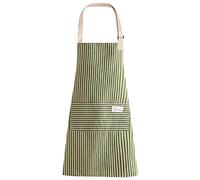 LECTNORE Stripe Bib Apron, Chefs Kitchen Aprons Adjustable Apron with 2 Pockets Cooking Apron Cotton Apron for Women/Men(Green)