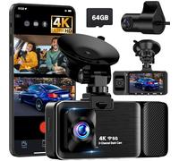 LECTRUS 4K Dash Cam Front and Rear Inside, 3 Channel Dash Camera for Cars with 64GB SD Card, 5G WiFi Dash Cam, APP Control, Night Vision, 3" IPS Screen, G-Sensor, Loop Recording, K02 Pro