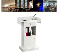 Lecture Podium with Storage Cabinet and Drawer - Professional Presenter Stand for Teachers, Emcees and Chaplains