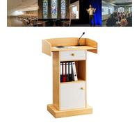 Lecture Podium with Storage Cabinet & Drawer, Professional Presentation Stand for Teachers, Chaplains, Emcees, and Presenters