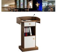Lecture Podium with Storage, Professional Presentation Stand with Cabinet & Drawer for Teachers, Chaplains, and Emcees