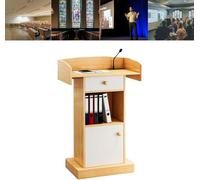 Lecture Podium with Storage, Professional Presentation Stand with Cabinet & Drawer for Teachers, Chaplains, and Emcees