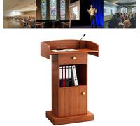 Lecture Podium with Storage, Professional Presentation Stand with Cabinet & Drawer for Teachers, Chaplains, and Emcees