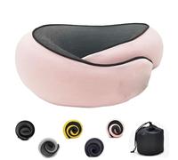 Lecxin Three-piece Adjustable Travel Neck Pillow Made of Memory Foam Cotton Neck Support Pillow, Foldable U-shaped Snap Neck Pillow, Practical Ergonomic Travel Pillow ,pink