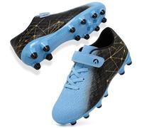 LECYGNB Boys Football Boots Kids Girls Athletics Training Astro Turf Soccer Shoes Teenager Profession Competition Indoor Outdoor Sneakers Unisex Blue Cyan UK 2.5