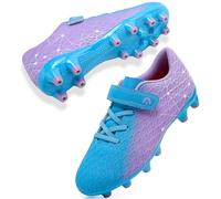 LECYGNB Boys Football Boots Kids Girls Athletics Training Astro Turf Soccer Shoes Teenager Profession Competition Indoor Outdoor Sneakers Unisex Light Purple Light Blue UK 2