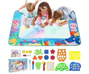 LEcylankEr Water Doodle Mat 120x90cm (Oceans) | Large Aqua Doodle Water Colouring Mat XXL, Magic Doodle Colouring Mat with Water Pen