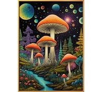 Leczany 11CT 3 Strand Cross Stitch Stamped Kit - Embroidery Starter Kit - Printed Canvas Complete Needlework Kit Adult or Kids for Beginners - Dream Mushroom Forest 32x44cm