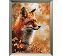 Leczany 11CT 3 Strand Cross Stitch Stamped Kit - Embroidery Starter Kit - Printed Canvas Complete Needlework Kit Adult or Kids for Beginners - The Fox 33x45cm