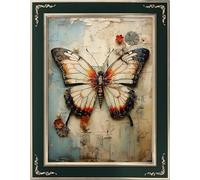 Leczany 11CT 3 Strand Cross Stitch Stamped Kit - Embroidery Starter Kit - Printed Canvas Complete Needlework Kit Adult or Kids for Beginners - The Beautiful Butterflies 33x45cm
