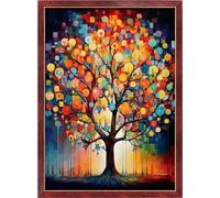Leczany DIY 11CT Stamped Cross-Stitch Kit - Pre-Printed Embroidery Starter Kit, Needlework Canvas Handicrafts Kit for Adults or Kid for Beginners - Colorful Trees 33x46cm