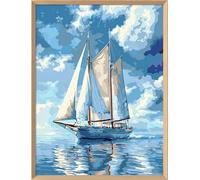 Leczany DIY Stamped 11CT Cross Stitch Kit - Full Range of Beginners Embroidery Kits Easy Pattern Pre-Printed - Sailboat 40x53cm