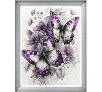 Leczany DIY Stamped 11CT Cross Stitch Kit - Full Range of Beginners Embroidery Kits Easy Pattern Pre-Printed - Purple Butterfly 40x53cm