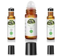 Leczhmyo Organic Castor Oil Roll on for Belly, Face, Body, Under Eyes- Certified Organic, Cold Pressed, Hexane Free, Unrefined - 3 Glass Bottle Pure Roller Ball Castor Oil to Moisturize Skin, Lips