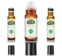 Leczhmyo Organic Castor Oil Roll on for Belly, Face, Body, Under Eyes- Certified Organic, Cold Pressed, Hexane Free, Unrefined - 3 Glass Bottle Pure Roller Ball Castor Oil to Moisturize Skin, Lips