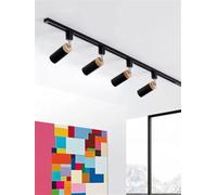 Led 2 Light Track Lighting Kit, Modern Tubular Semi Flush Mount Ceiling Spotlight Flexibly Rotatable Light Head for Highlight Kitchen Counter Cabinet -Black-4 Light