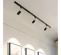 Led 2 Light Track Lighting Kit, Modern Tubular Semi Flush Mount Ceiling Spotlight Flexibly Rotatable Light Head for Highlight Kitchen Counter Cabinet -Black-3 Light