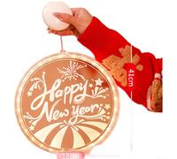 LED 3D Round Hanging Light for New Year Decorations, Battery Operated Warm White and Red Acrylic Decorative Light for Window Door Indoor Outdoor Use(Warm White)