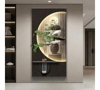 LED 3D Wall Art Decor, Sandstone Mural with Vase & Artificial Plant, Hanging for Living Room Entryway Hallway Home