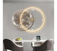LED 3D wall lamp in the shape of a moon, modern art deco lighting with minimalist wall clock, wall sculpture for oriental style interior decoration 65cm(A)