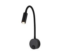 LED 3W Warm White 3000K Gooseneck Wall Lamp AC85-265V Wiring Type Bedside Lamp with Rotating Adjustable Spotlight A Black
