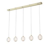 LED 5 Light Bar Pendant Satin Brass 21W 1699lm 3000K IP20 Kitchen Island Light