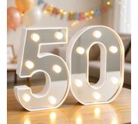 LED 50 Light Up Numbers, 50 Light Signs, 50th Birthday Decorations for Men | LED Number Lights for 50th Birthday Party Wedding Anniversary Decorations | Battery Operated | Birthday Gifts | Table Decor