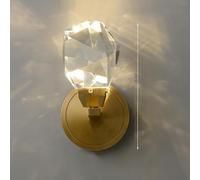 LED 5W Wall Sconce, Transparent Crystal Wall Lamp, Brushed Brass Wall Light, Multi -angle Cutting, To Shoot Rich Light And Shadow Effect Wall Lamps For Bar Bedroom Bathroom Dining Room Restaur YYuan