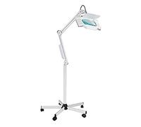 LED 5X Magnifier Lamp with Rolling Floor Stand - Beauty Salon Office Work Reading Tattoo - Adjustable Swivel Arm - Beauty Magnifying Lamp