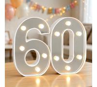 LED 60 Light Up Numbers, 60 Light Signs, 60th Birthday Decorations for Men | LED Number Lights for 50th Birthday Party Wedding Anniversary Decorations | Battery Operated | Birthday Gifts | Table Decor