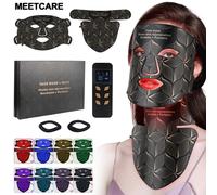 LED 8 Colors Face Mask and Neck Red Light Near Infrared Therapy Anti Aging Wrinkle Acne Pore Oil Control Skin Tighten Whiten brown set nobox